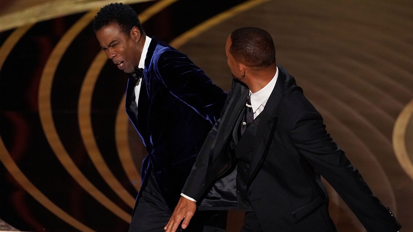 American Actor Will Smith slaps comedian Chris Rock at the Academy Awards 2022